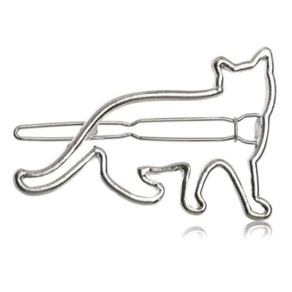 Brandy Melville Accessories - Brandy Melville Silver Metal Cat Kitten Hair Clip